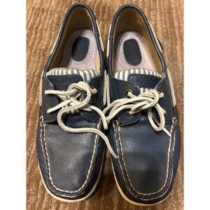 Sperry Leather‎ Boat Shoes Blue Striped Accents Casual Comfort Size 7M